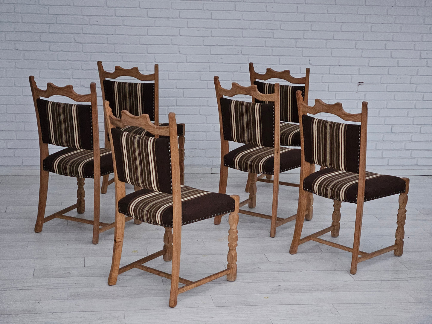 1970s, set 6 pcs of Danish dinning chairs, original very good condition, oak wood.