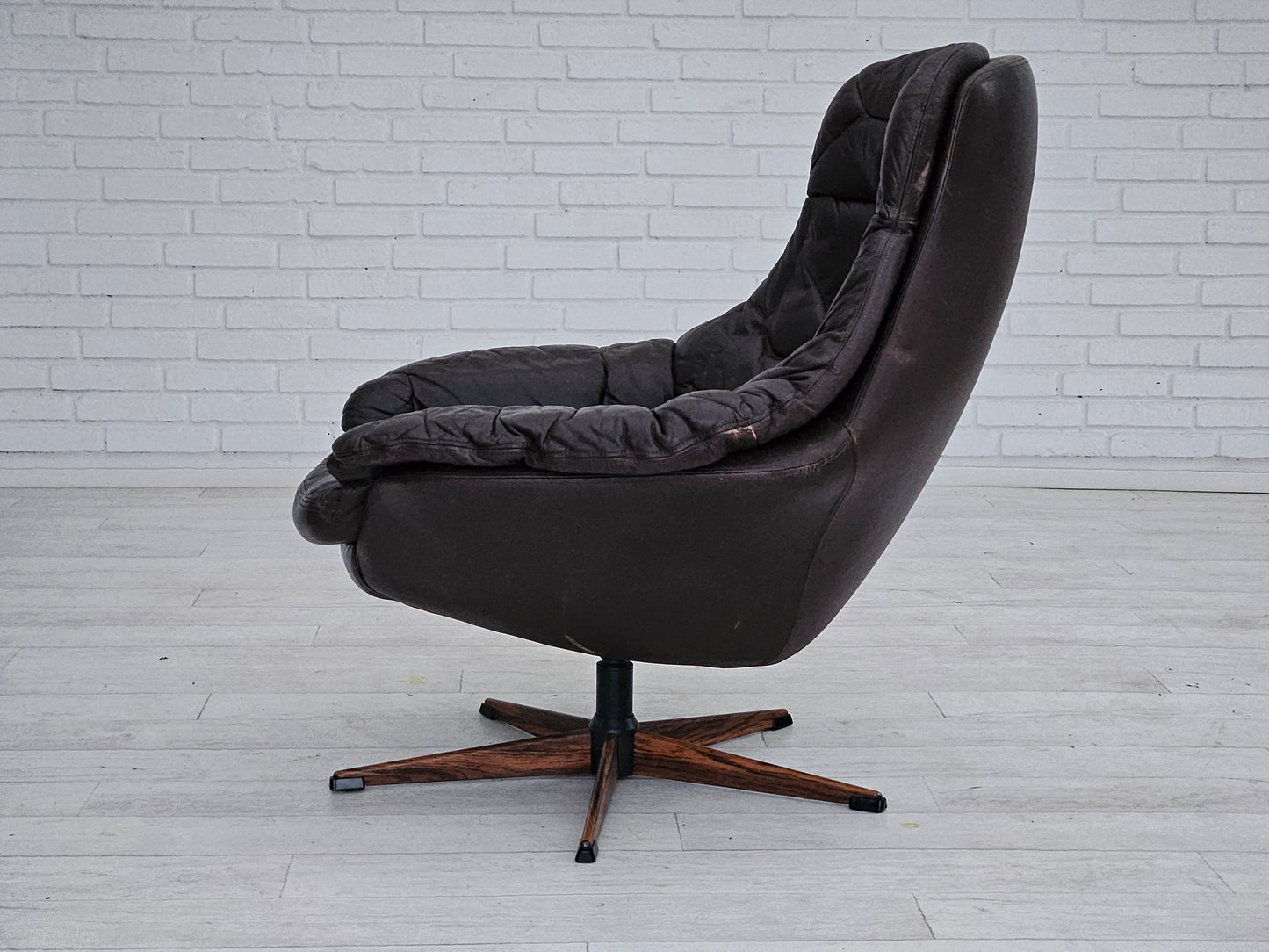 1970s, Vintage Danish leather armchair by H.W.Klein, original good condition.