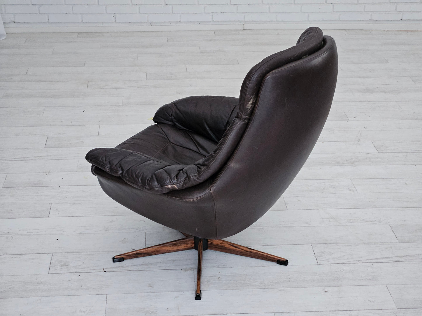 1970s, Vintage Danish leather armchair by H.W.Klein, original good condition.