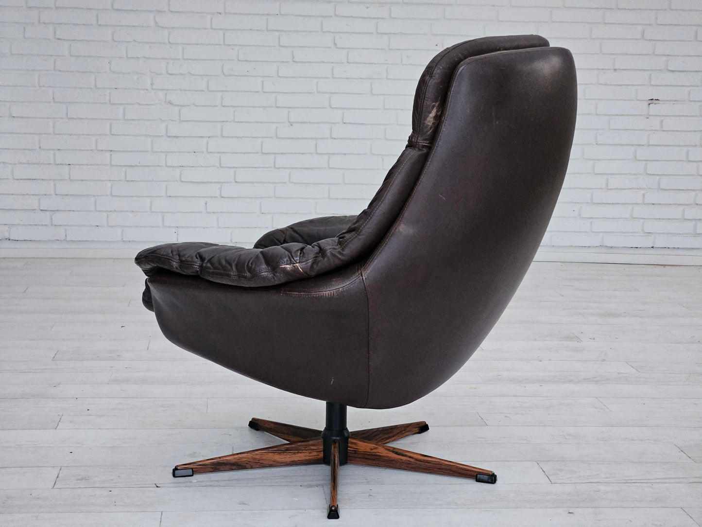 1970s, Vintage Danish leather armchair by H.W.Klein, original good condition.