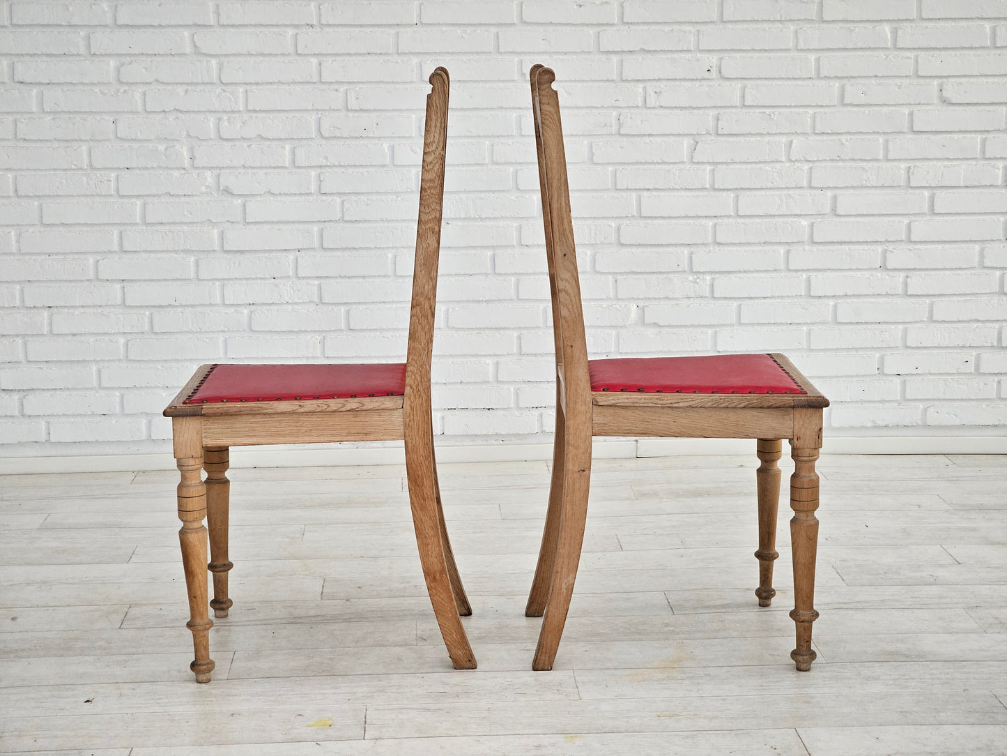 1950s, set 2 pcs of Danish dinning chairs, original good condition, oak wood.