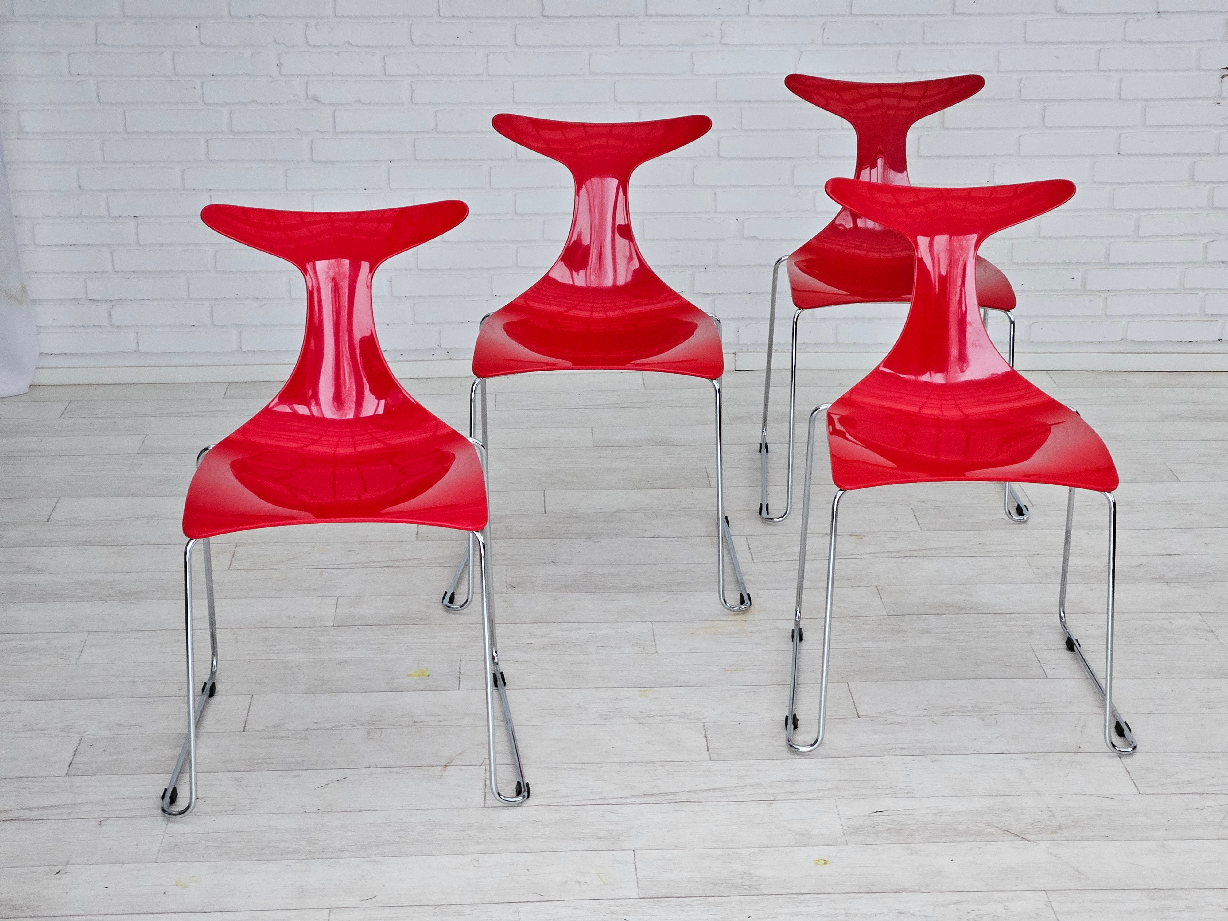 1990s, Italian Design By Gino Carollo, Set Of 4 Chairs, Model "Delfy ...