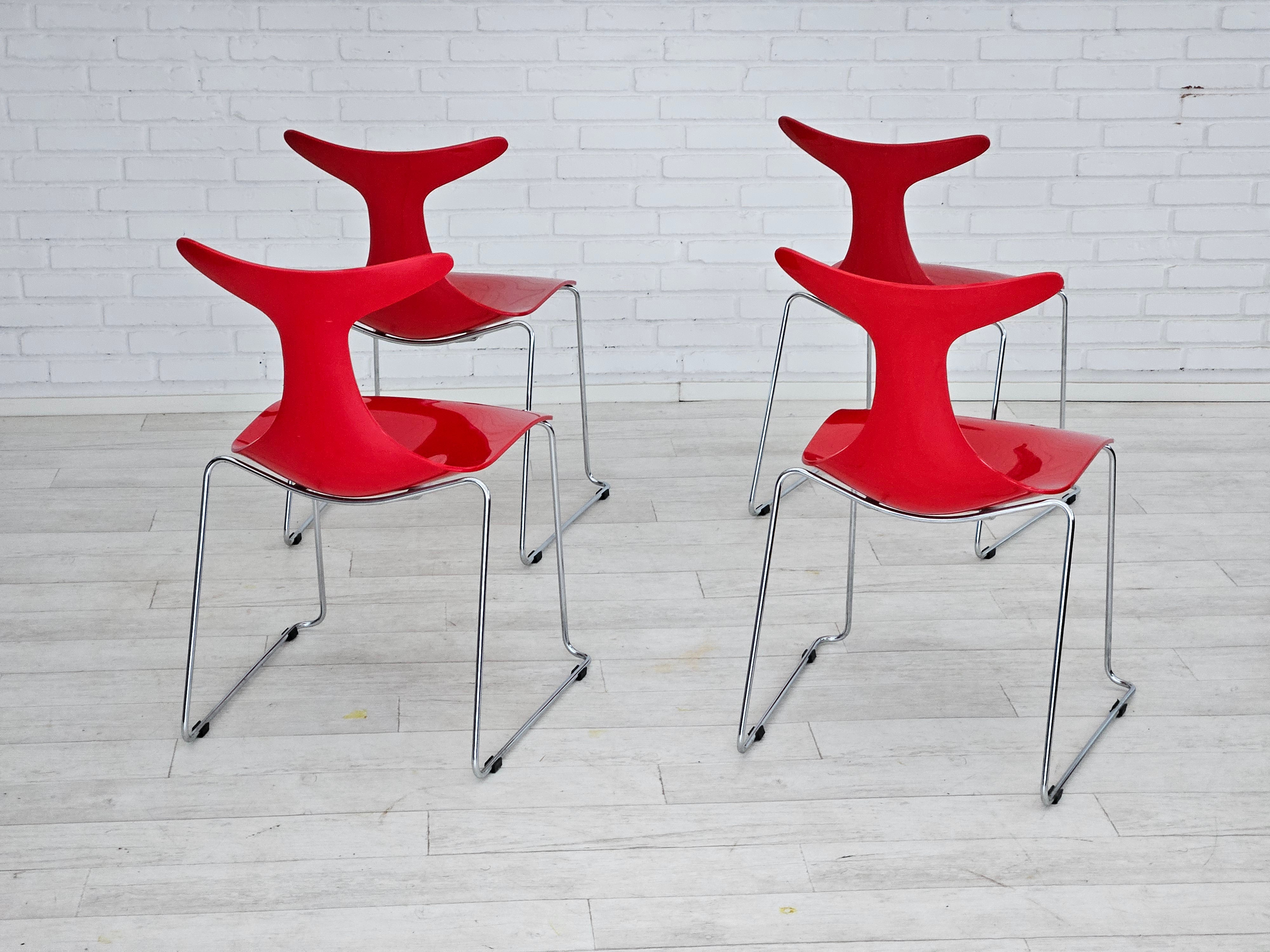 1990s, Italian Design By Gino Carollo, Set Of 4 Chairs, Model "Delfy ...