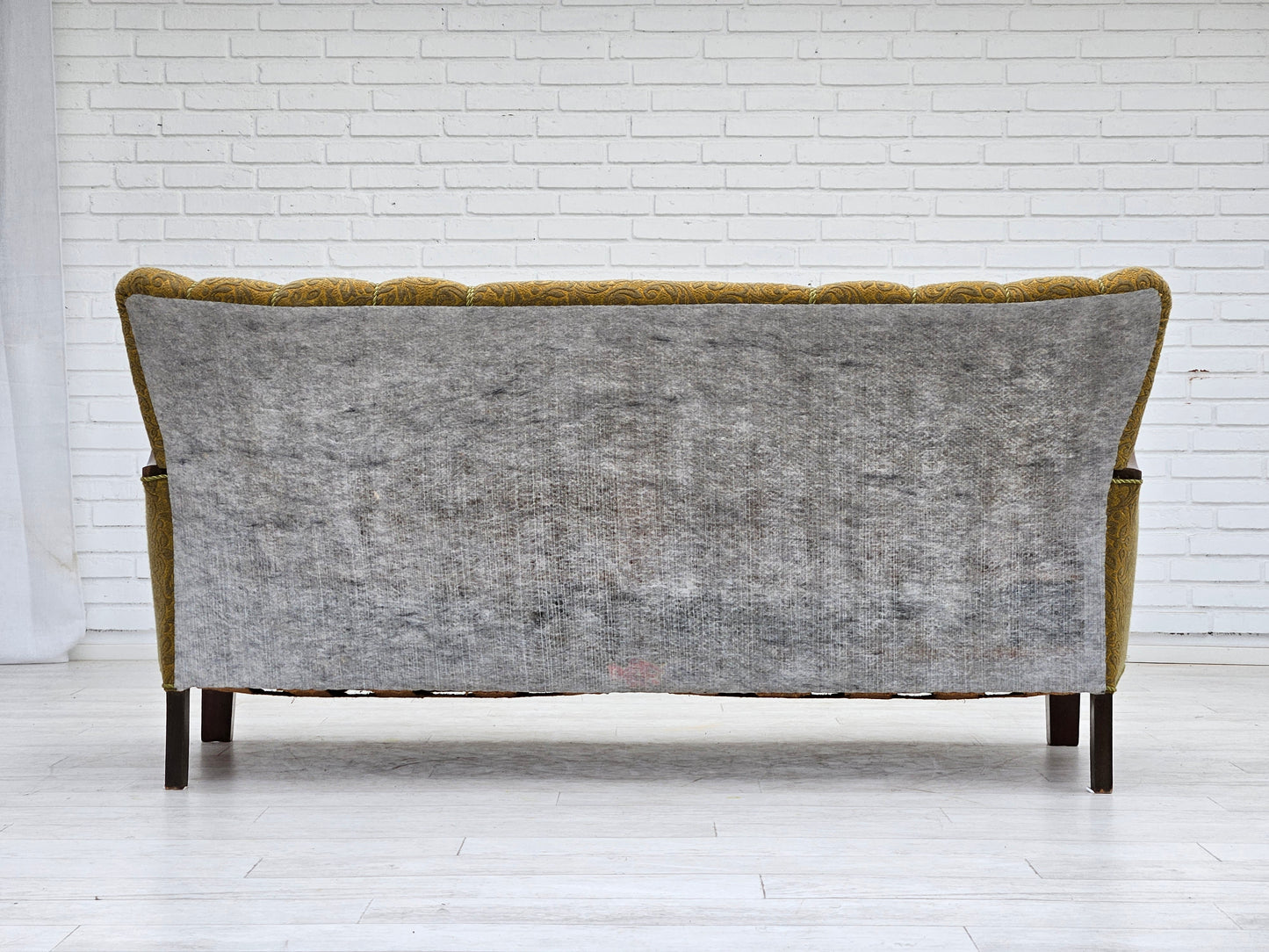 1950-60s, Danish 3-seater sofa, original condition, cotton/wool, beech wood.