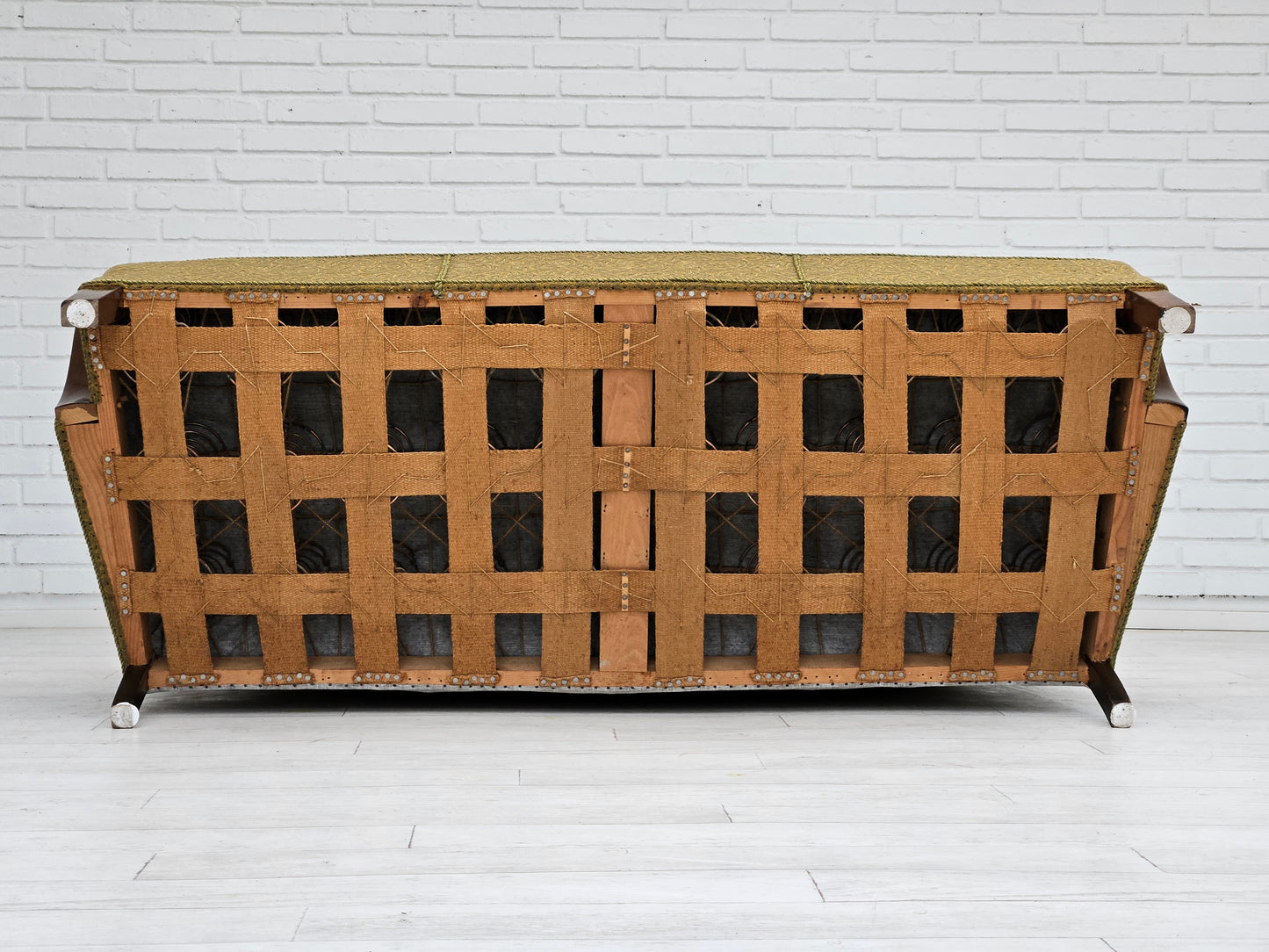 1950-60s, Danish 3-seater sofa, original condition, cotton/wool, beech wood.