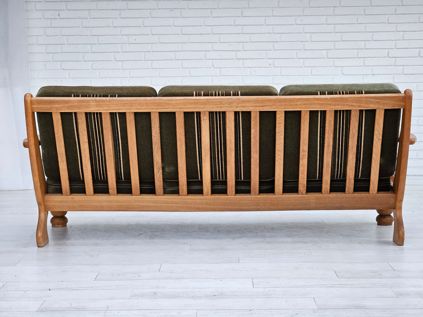 1970s, Danish 3 seater sofa, original very good condition, velour, oak wood.