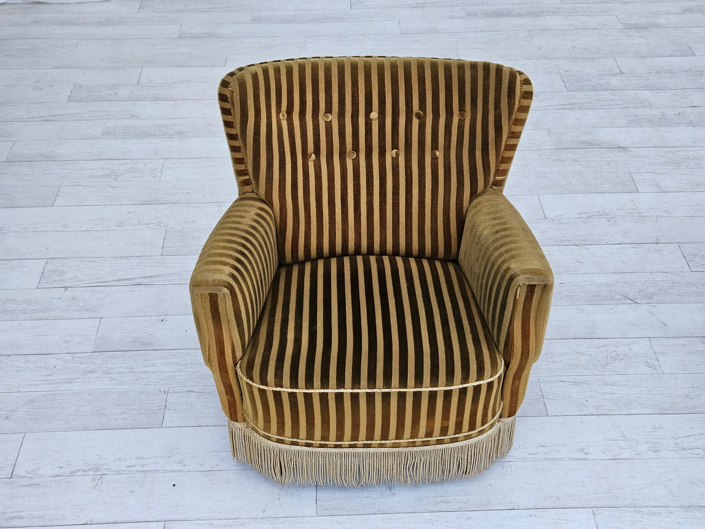 1960s, Danish relax chair, original upholstery, green velour.