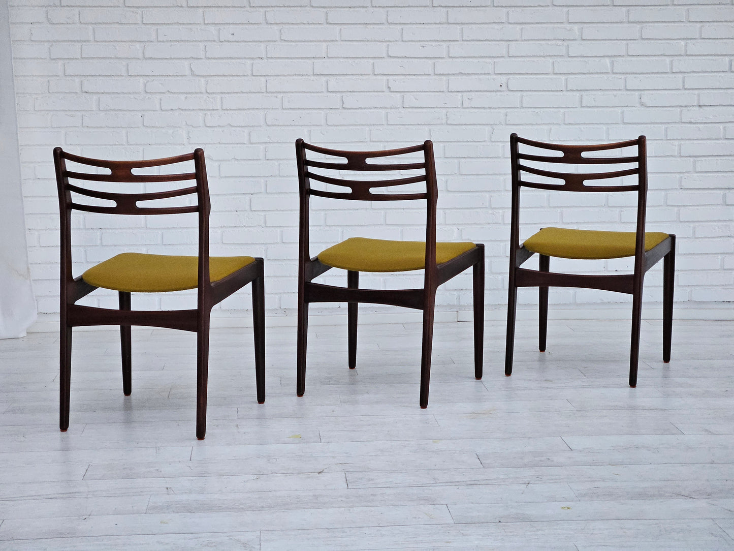 1970s, Danish design by Johannes Andersen, set of 3 dining chairs model 101, original condition.