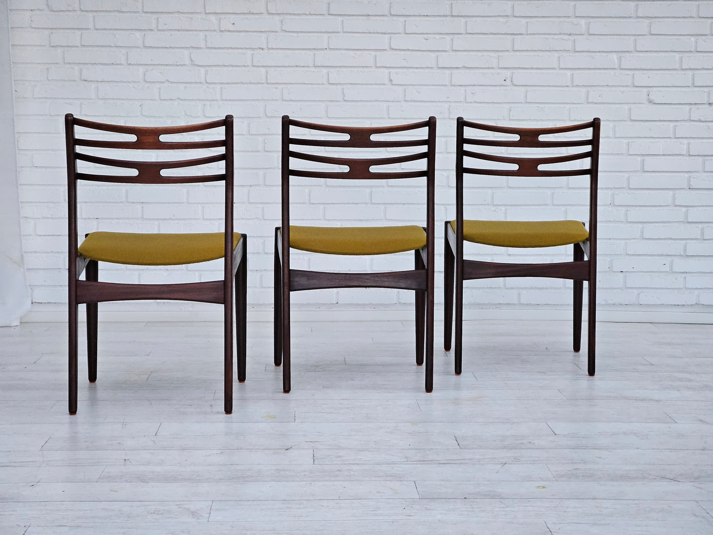 1970s, Danish design by Johannes Andersen, set of 3 dining chairs model 101, original condition.