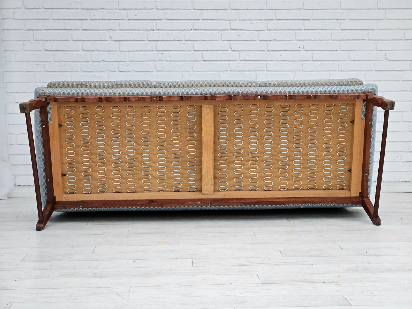 1970s, Danish 3 seater sofa, original good condition, velour, oak wood.