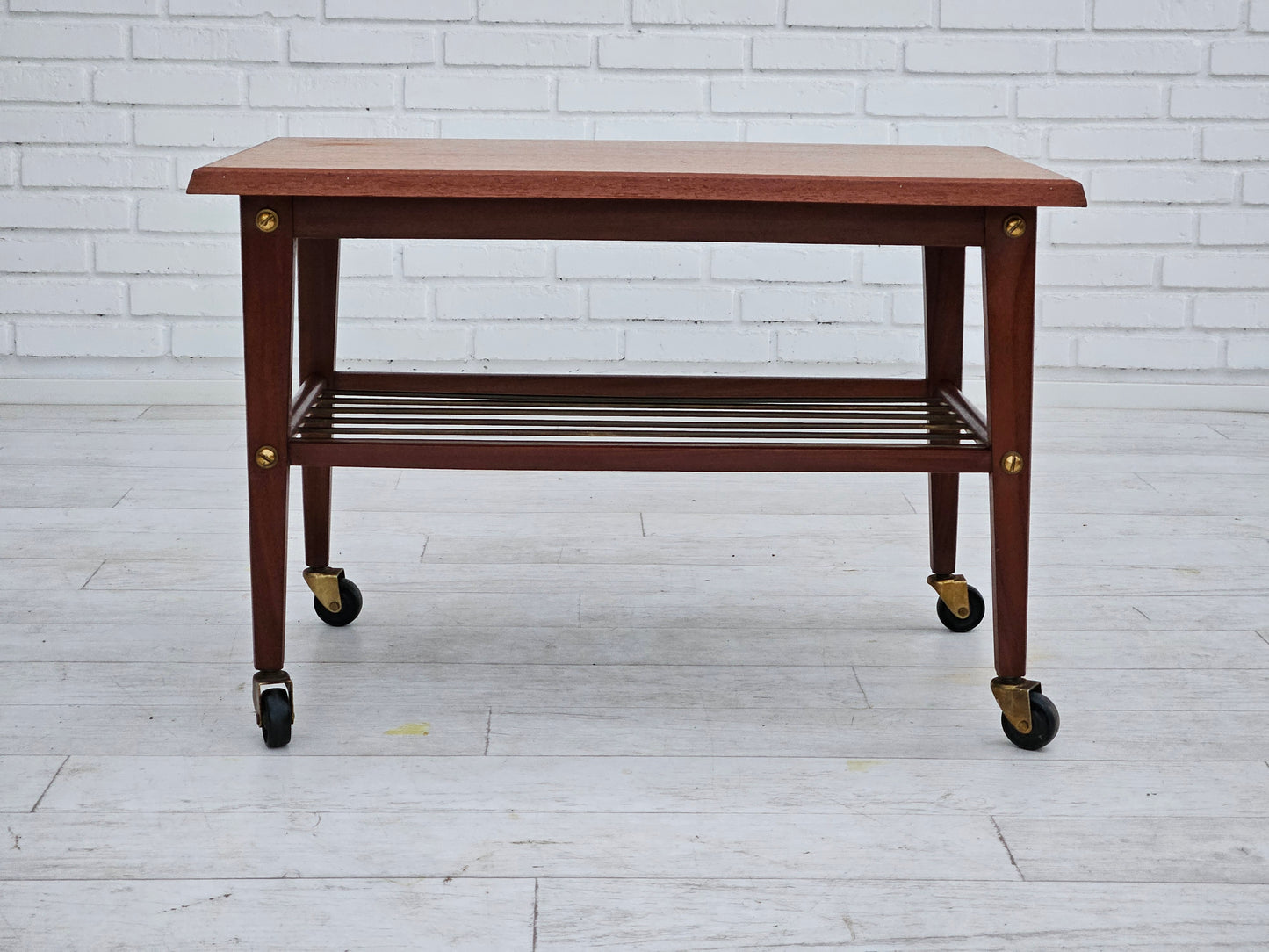 1970s, Danish coffee table, wheels, teak wood.