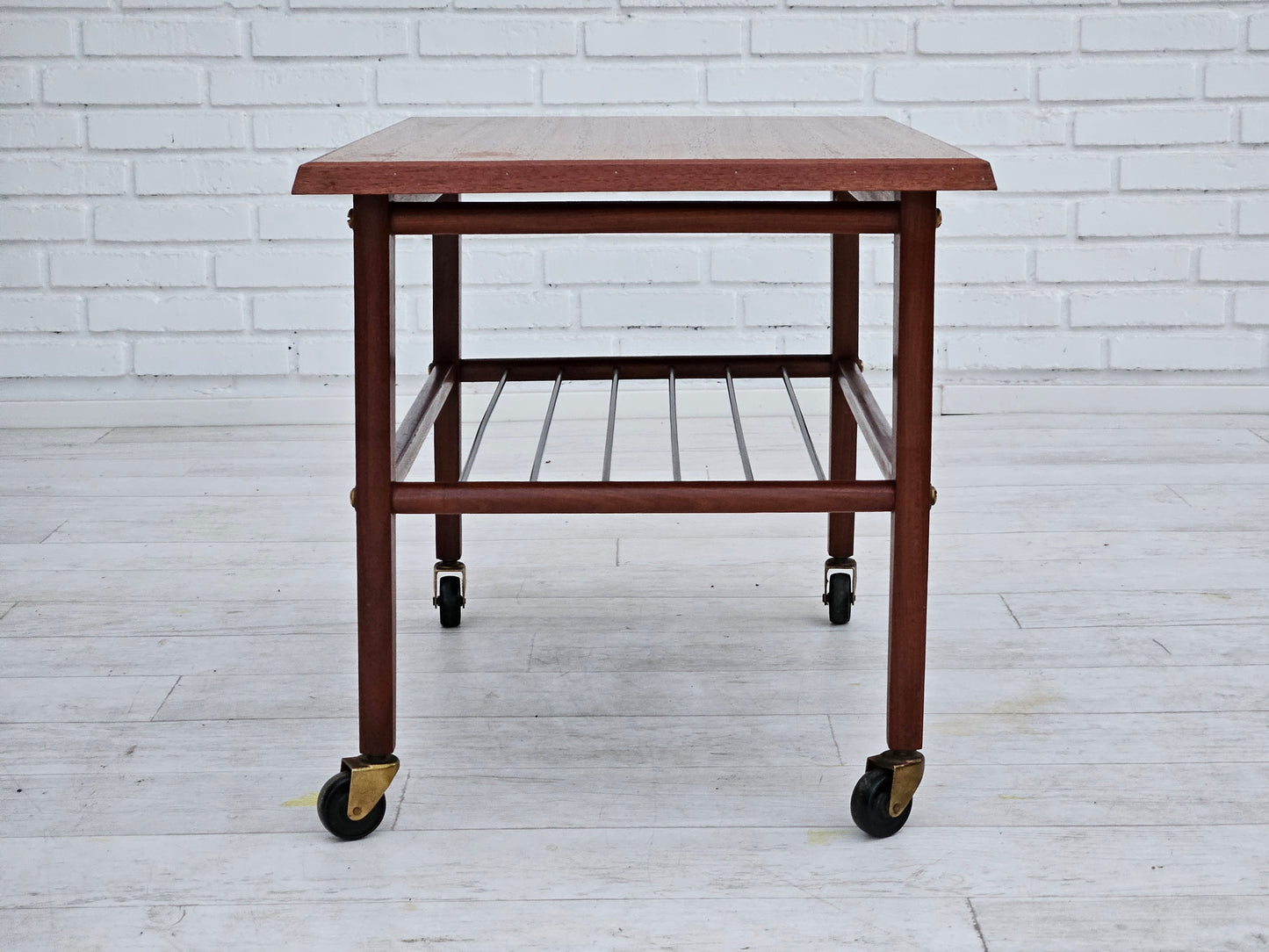 1970s, Danish coffee table, wheels, teak wood.