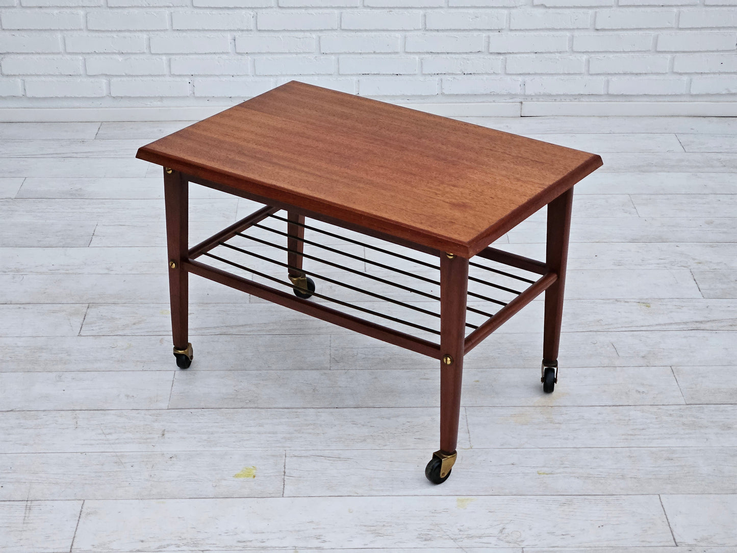 1970s, Danish coffee table, wheels, teak wood.