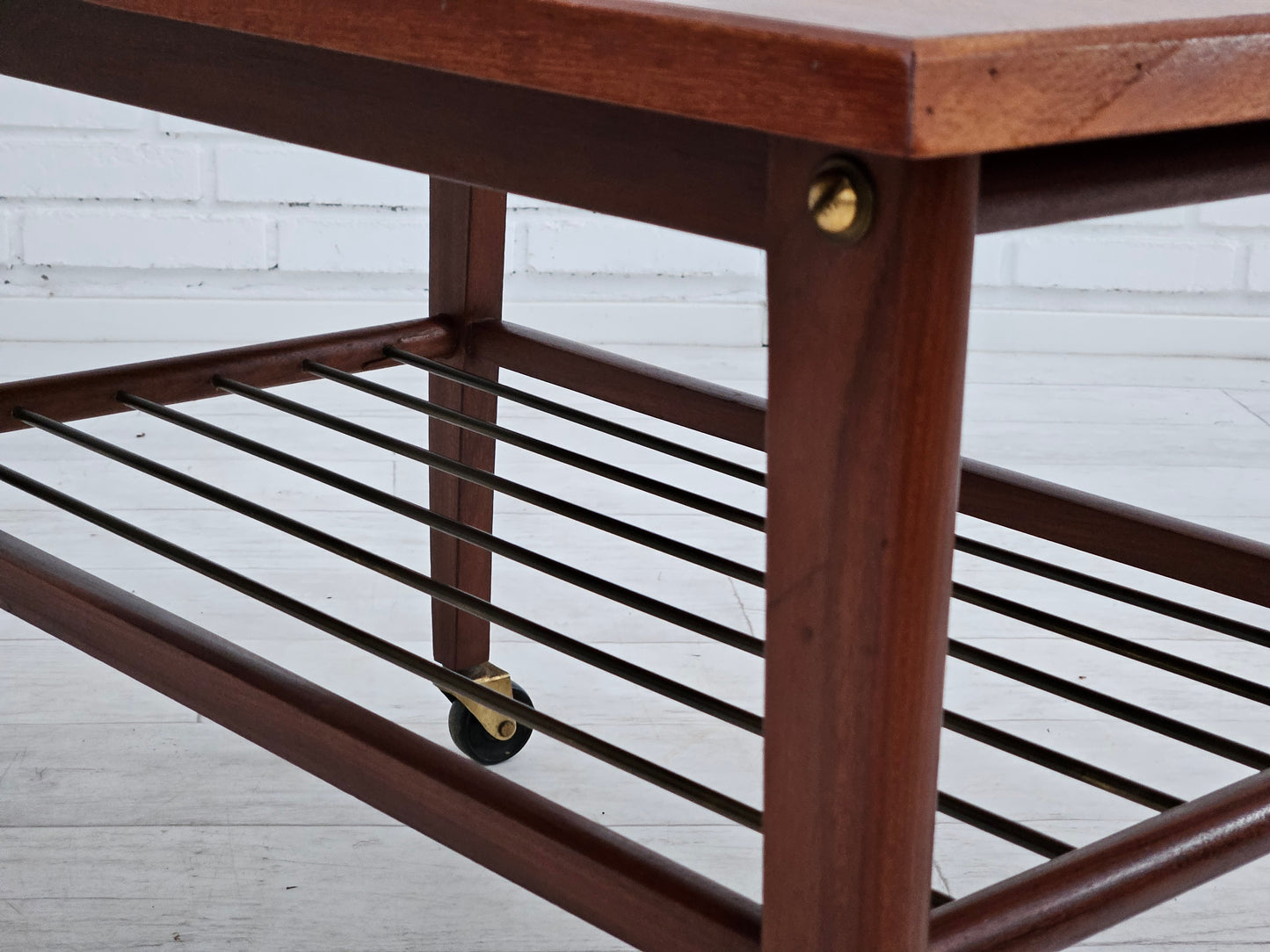 1970s, Danish coffee table, wheels, teak wood.