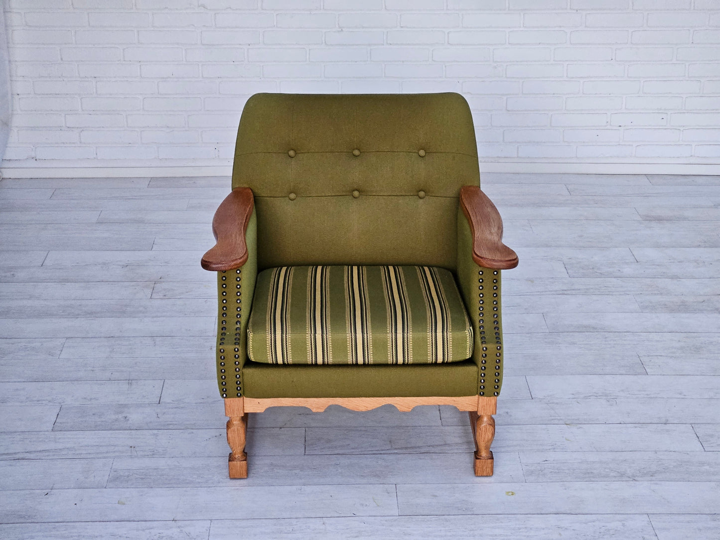 1970s, Danish lounge chair, wool, oak, original very good condition.