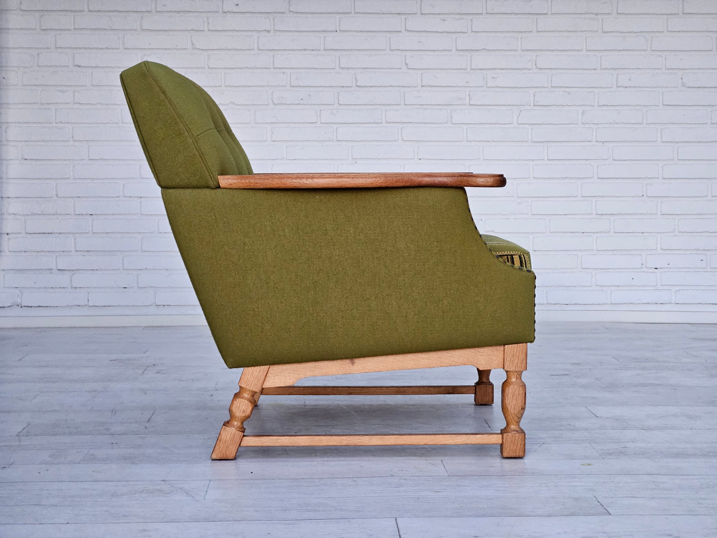 1970s, Danish lounge chair, wool, oak, original very good condition.