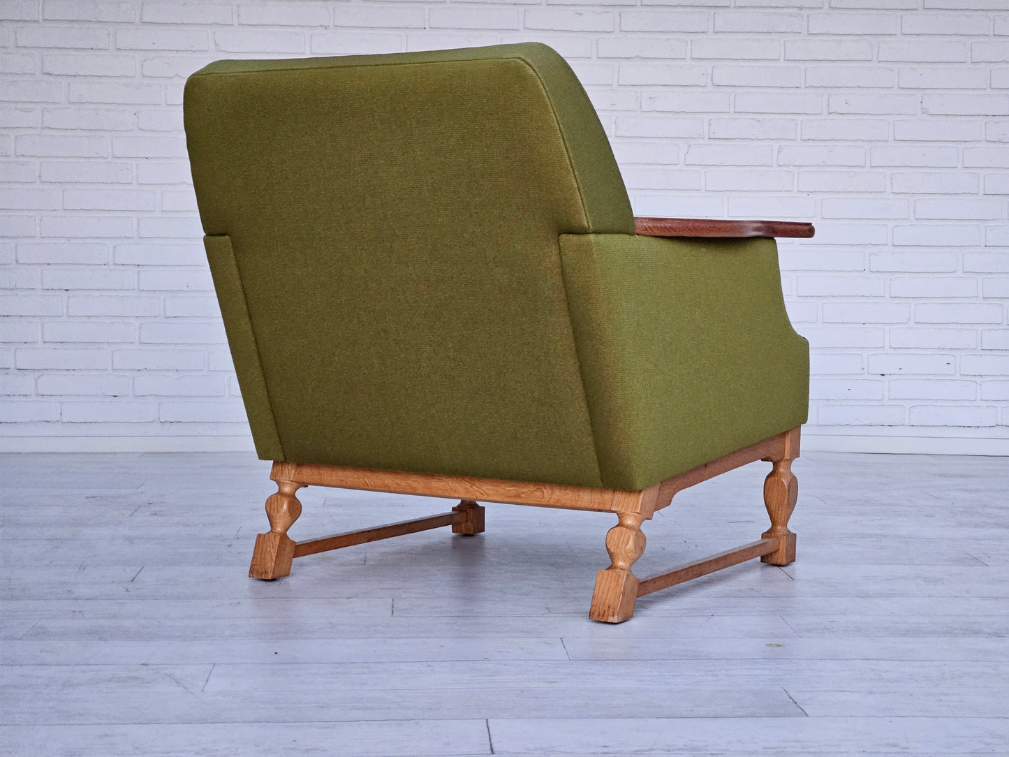 1970s, Danish lounge chair, wool, oak, original very good condition.