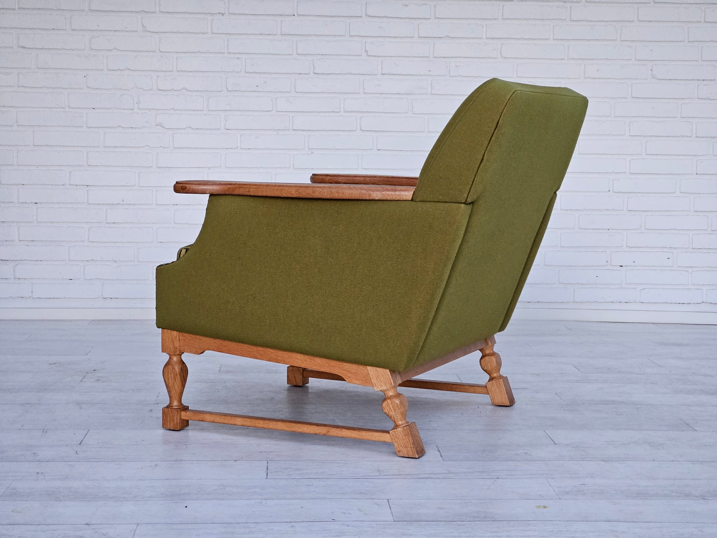 1970s, Danish lounge chair, wool, oak, original very good condition.