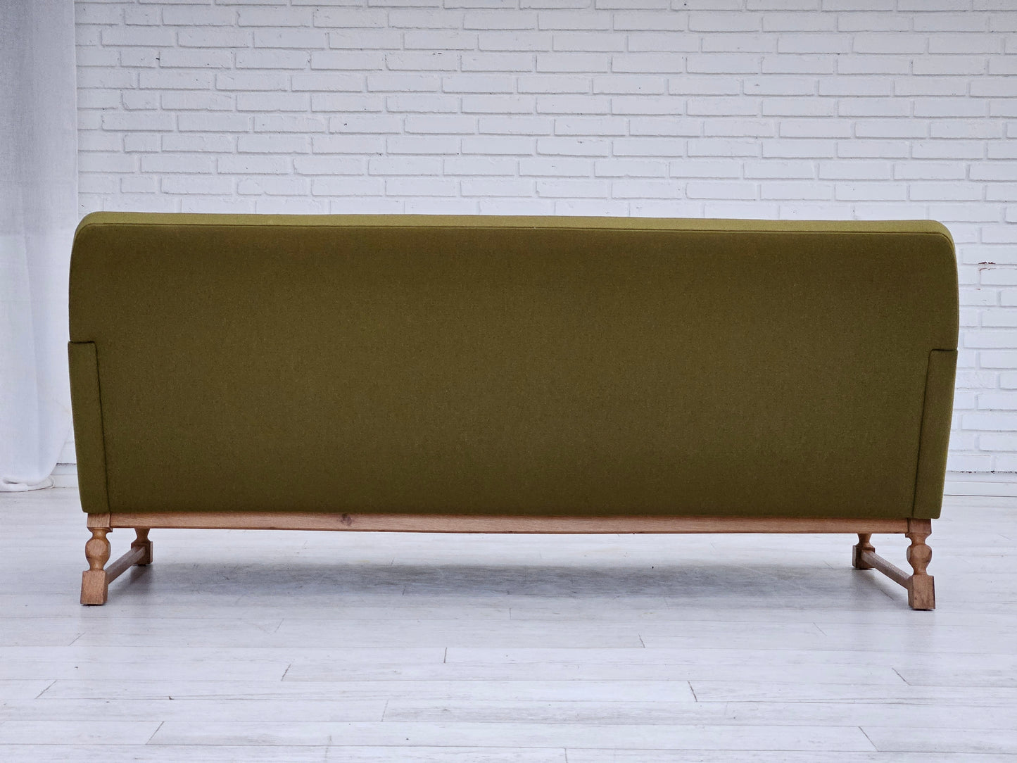 1970s, Danish 3 seater sofa, original very good condition, wool, oak.