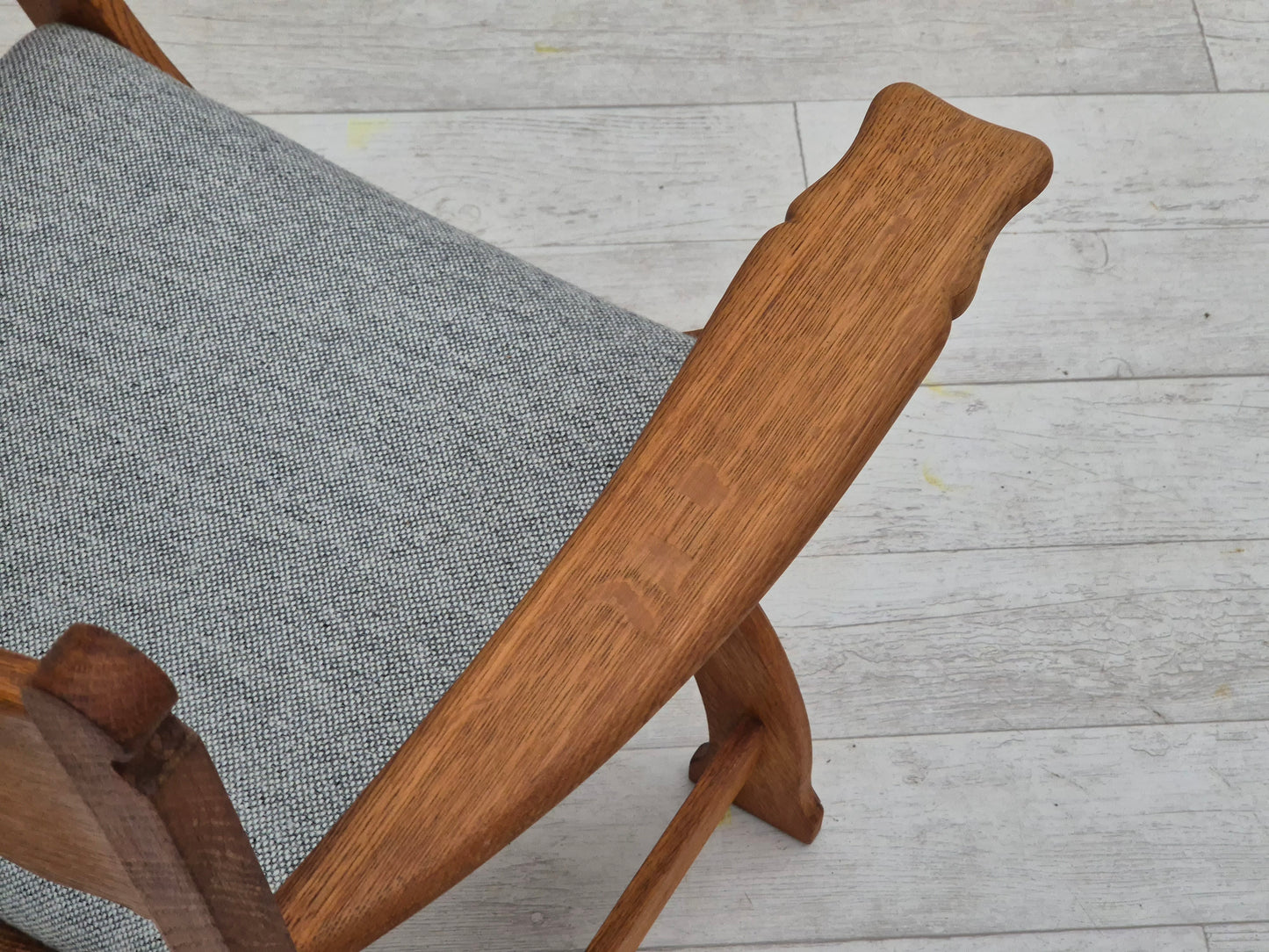 1960s, Danish armchair in solid oak wood, reupholstered, KVADRAT furniture wool.