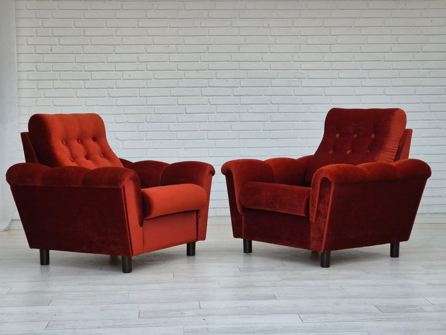 1980s, Danish relax armchair in original very good condition, brown/red furniture velour.