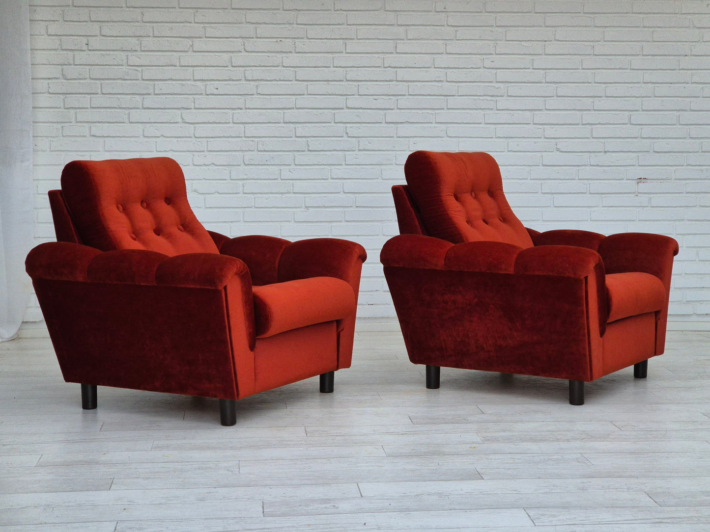 1980s, Danish relax armchair in original very good condition, brown/red furniture velour.