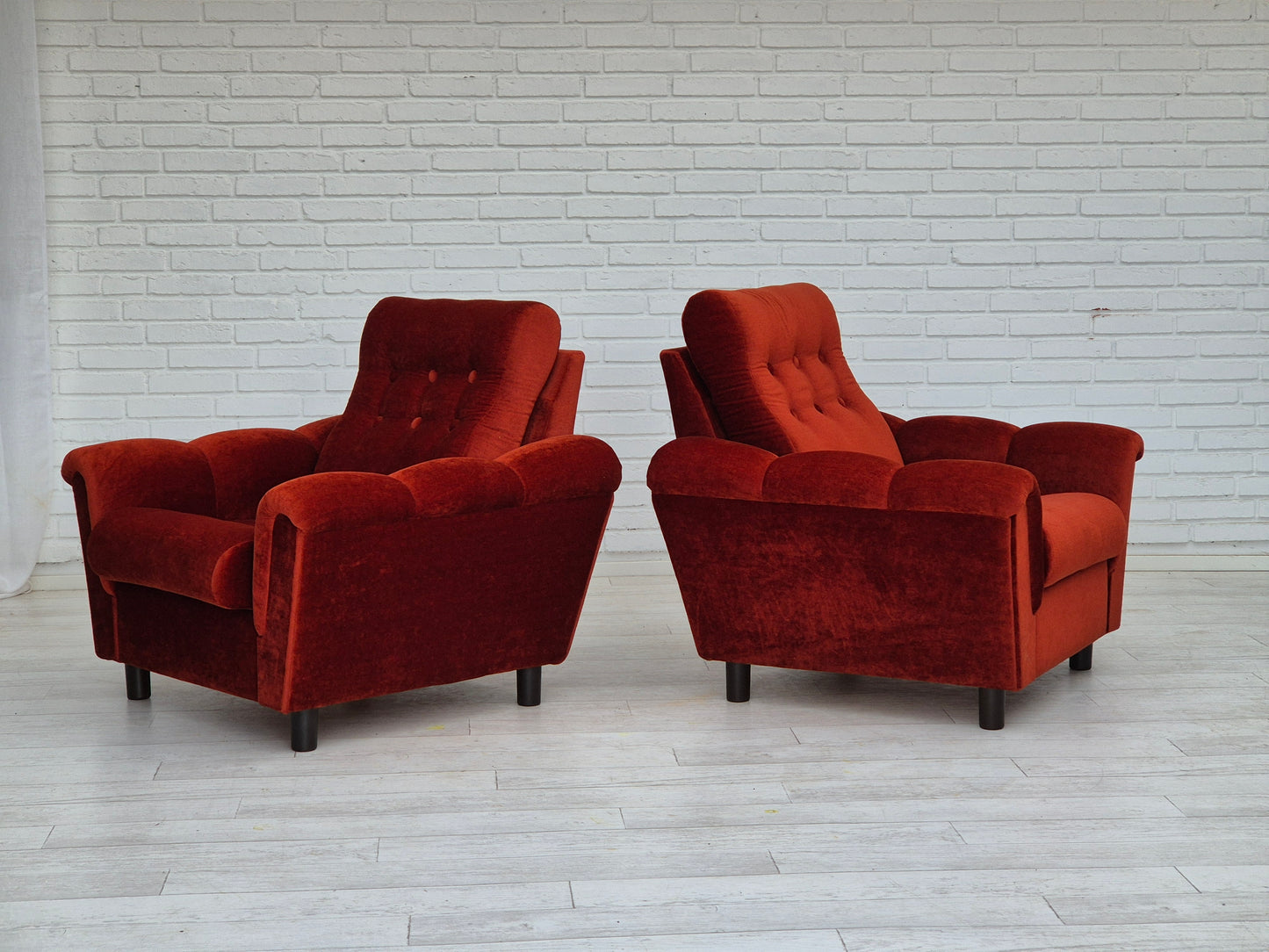 1980s, Danish relax armchair in original very good condition, brown/red furniture velour.