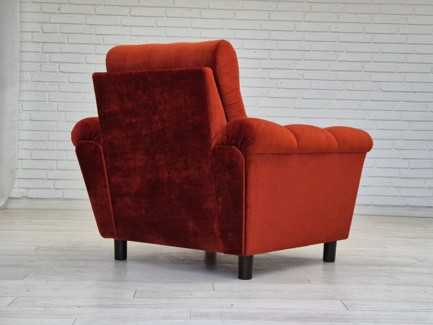 1980s, Danish relax armchair in original very good condition, brown/red furniture velour.