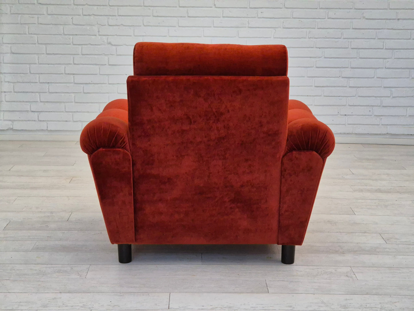 1980s, Danish relax armchair in original very good condition, brown/red furniture velour.