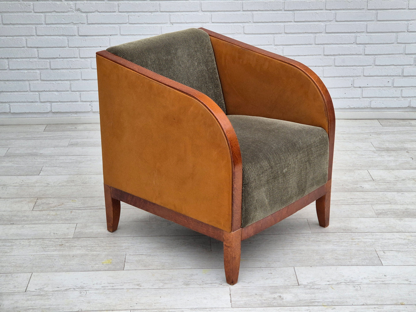 1970s, Scandinavian lounge chair, original very good condition, art deco style.