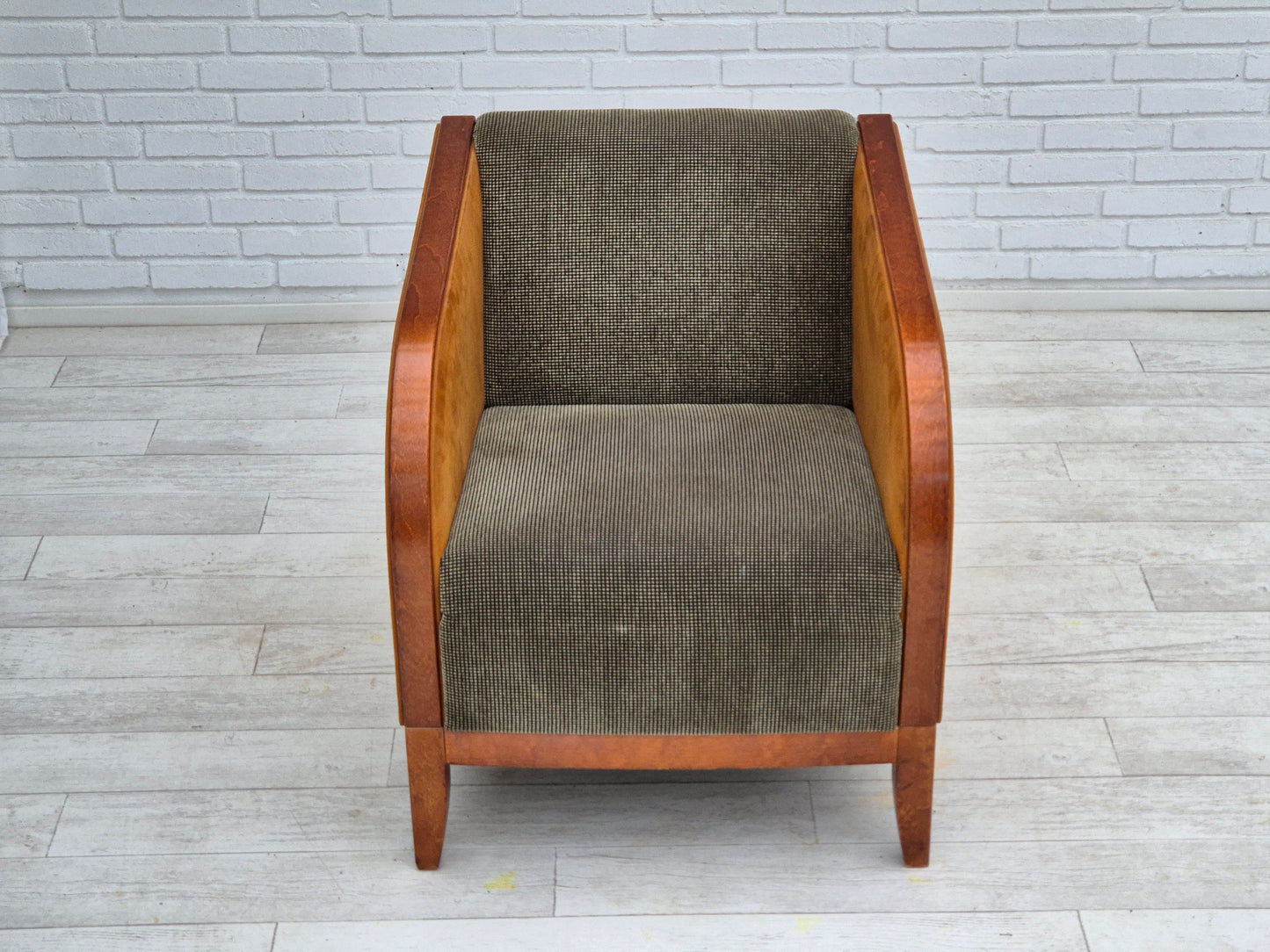 1970s, Scandinavian lounge chair, original very good condition, art deco style.