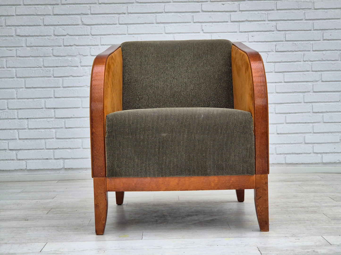 1970s, Scandinavian lounge chair, original very good condition, art deco style.