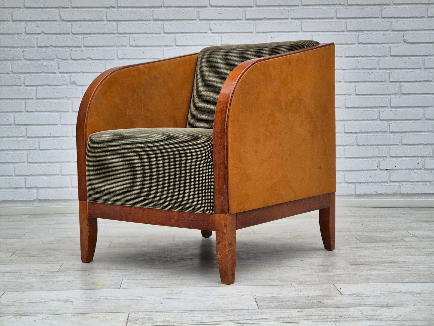 1970s, Scandinavian lounge chair, original very good condition, art deco style.