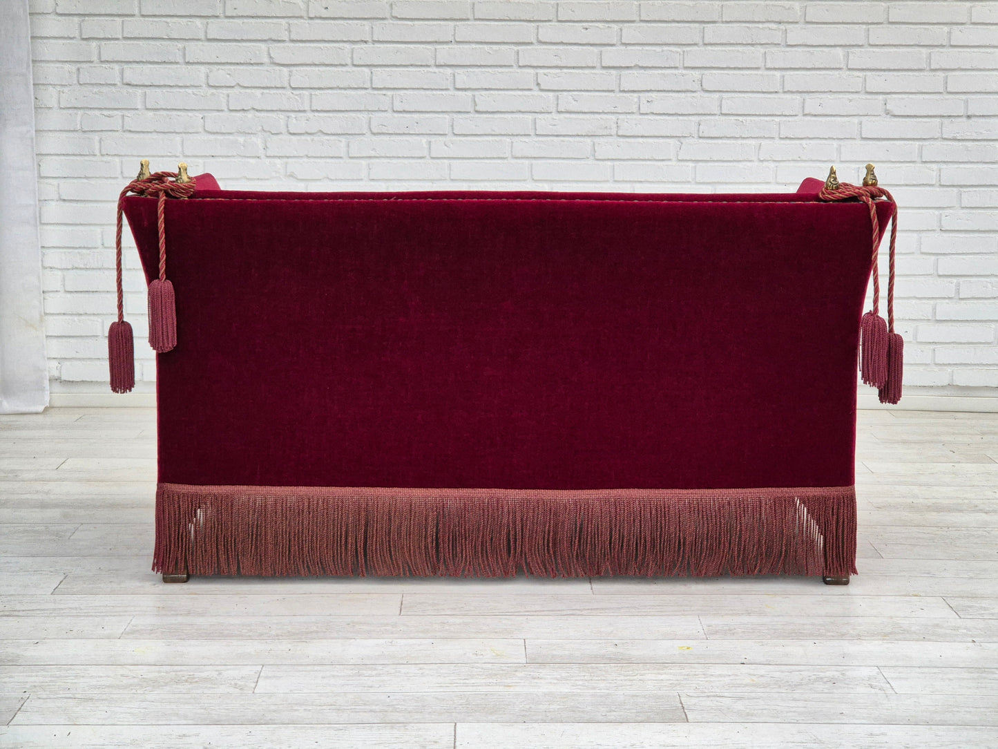 1960s, Danish "Spanish" sofa, original condition, furniture velour, ash wood legs.