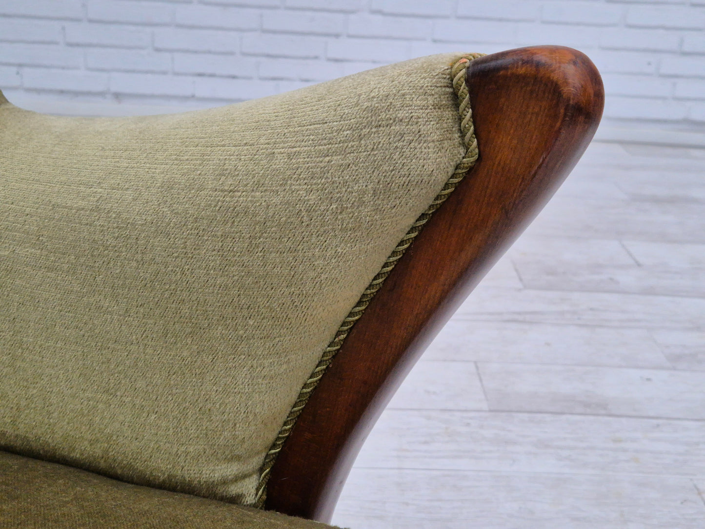 1960s, Scandinavian design, armchair in original condition, furniture velour, beech wood legs.