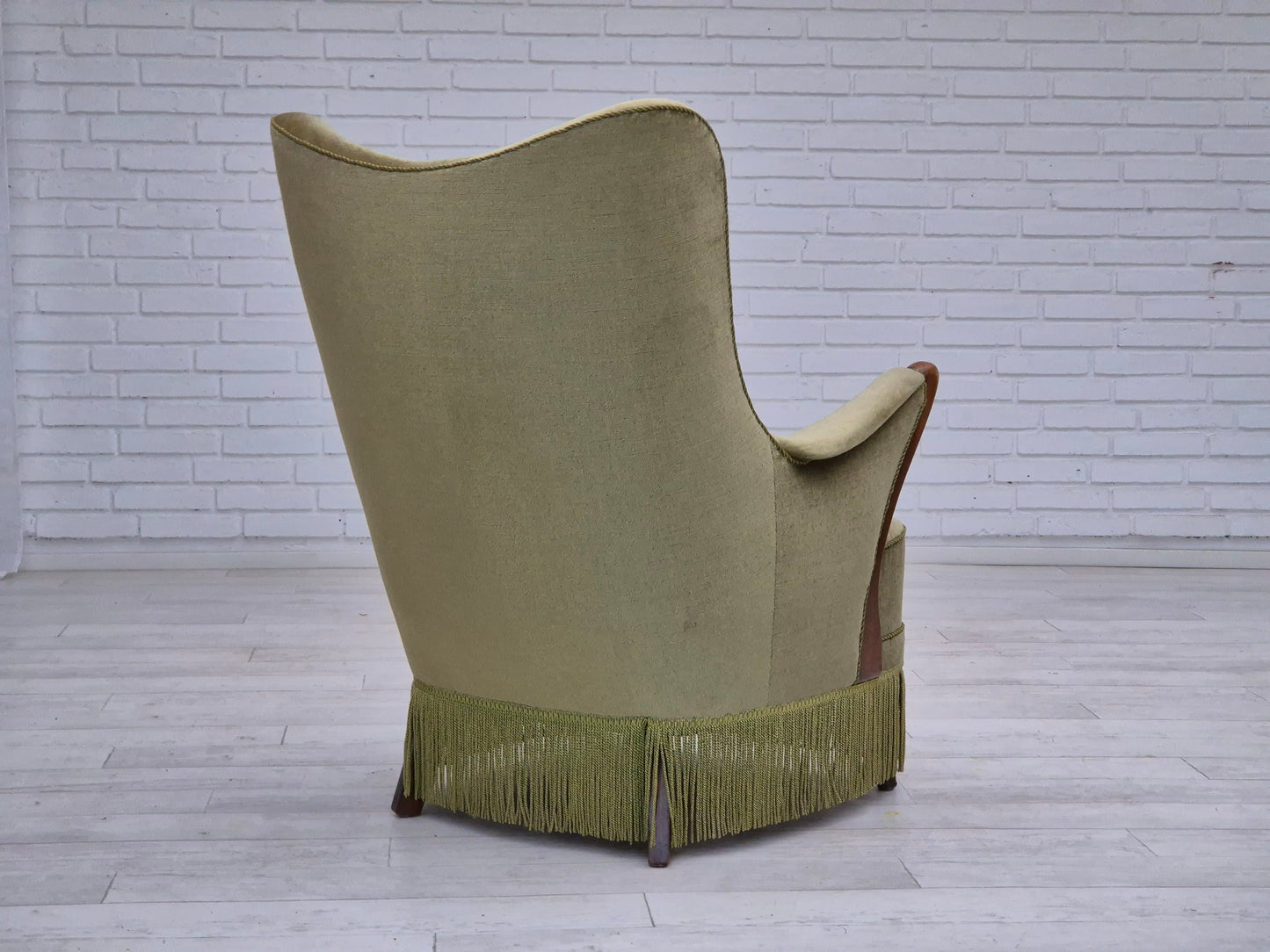 1960s, Scandinavian design, armchair in original condition, furniture velour, beech wood legs.