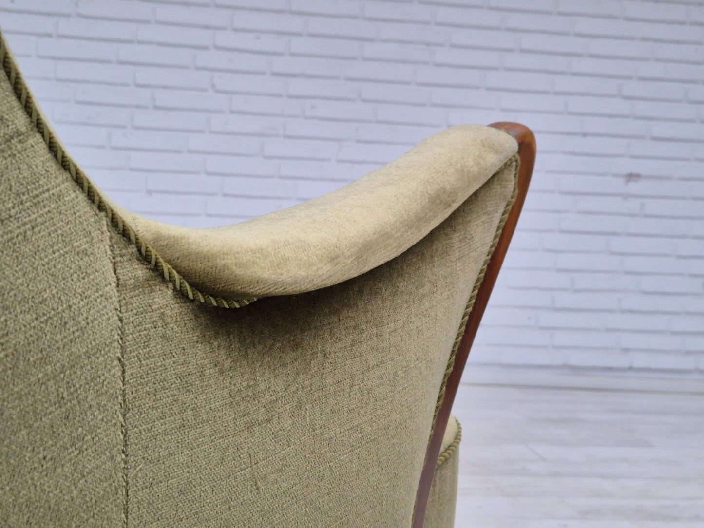 1960s, Scandinavian design, armchair in original condition, furniture velour, beech wood legs.