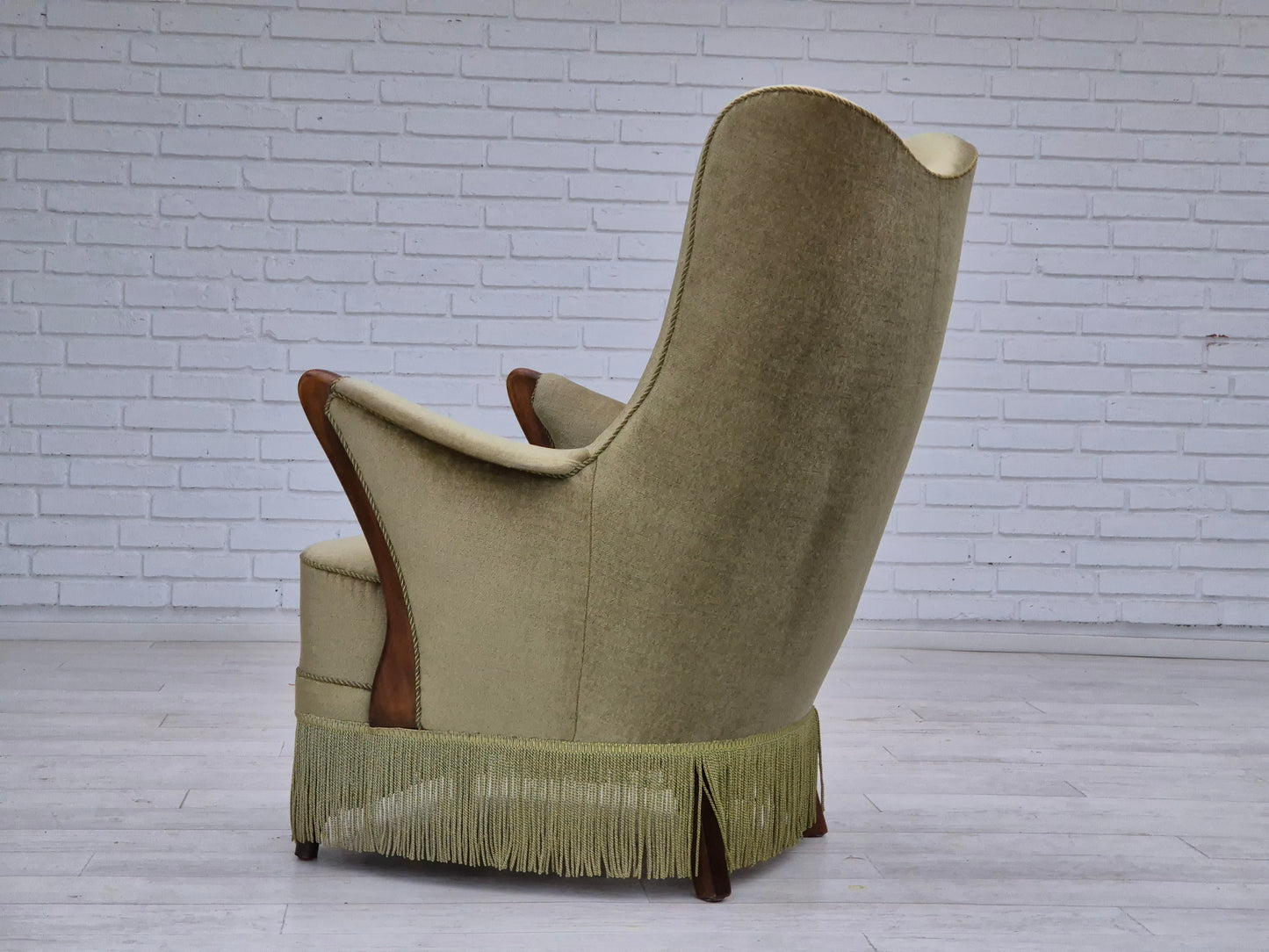 1960s, Scandinavian design, armchair in original condition, furniture velour, beech wood legs.