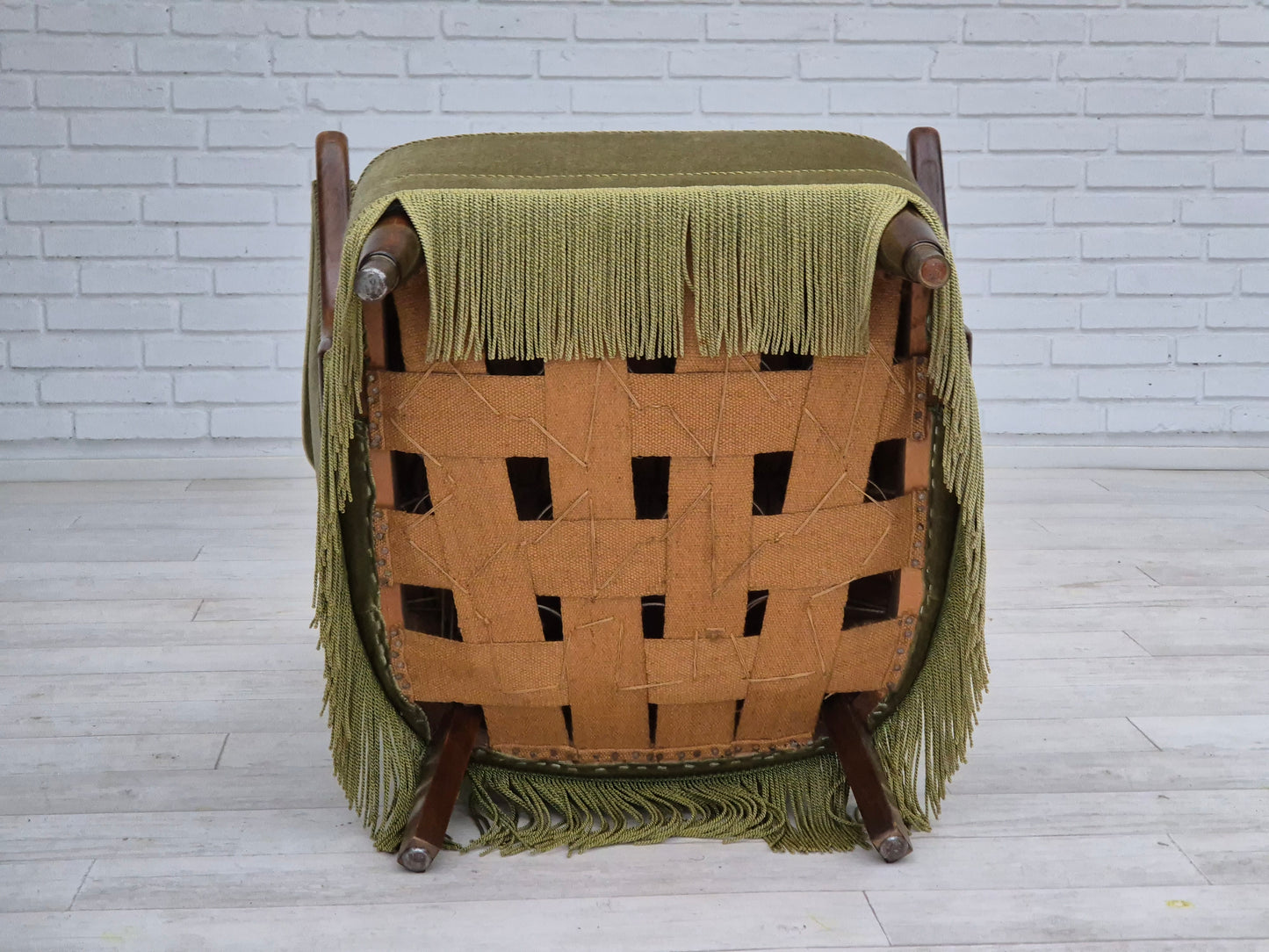 1960s, Scandinavian design, armchair in original condition, furniture velour, beech wood legs.