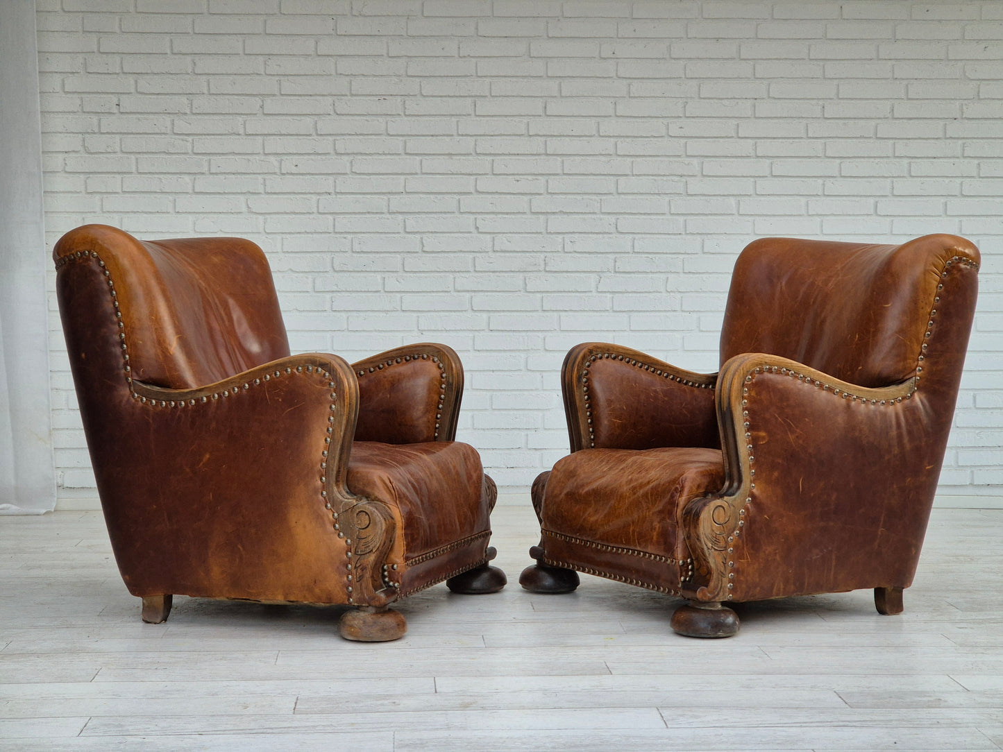 1950-60s, Danish relax chair, original condition, leather, oak wood.