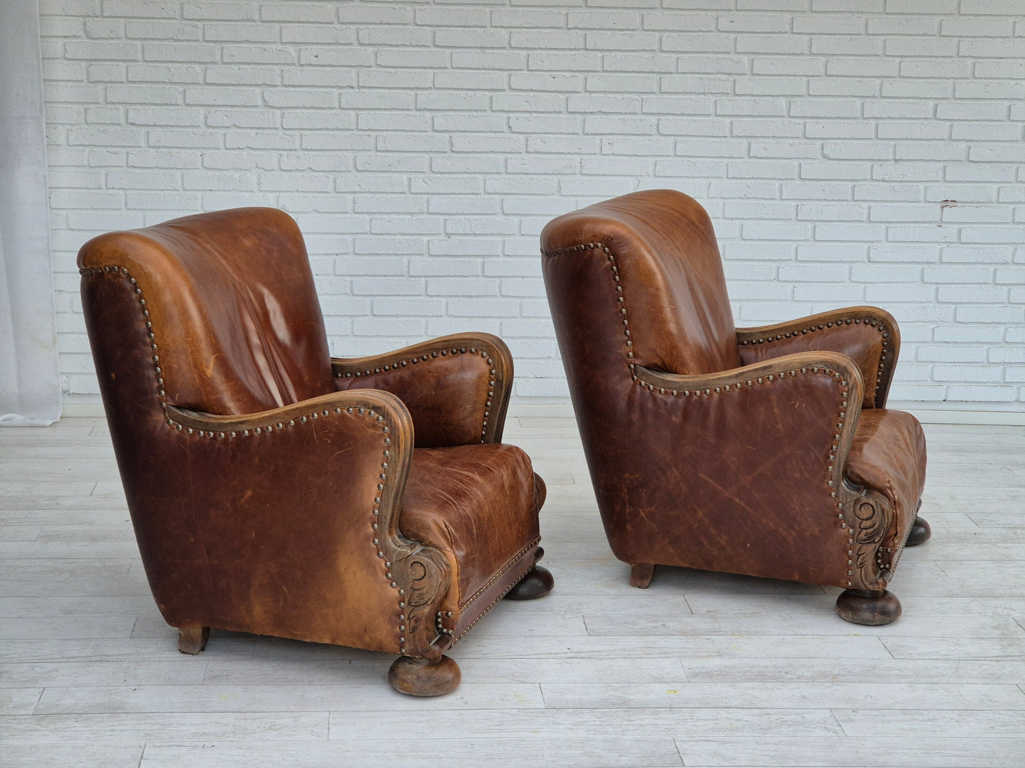 1950-60s, Danish relax chair, original condition, leather, oak wood.