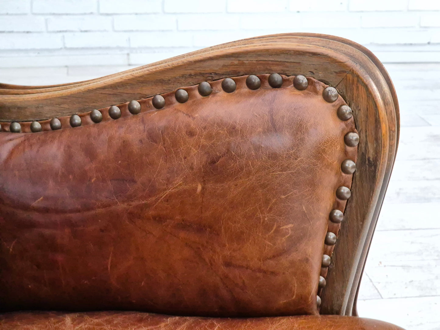 1950-60s, Danish relax chair, original condition, leather, oak wood.