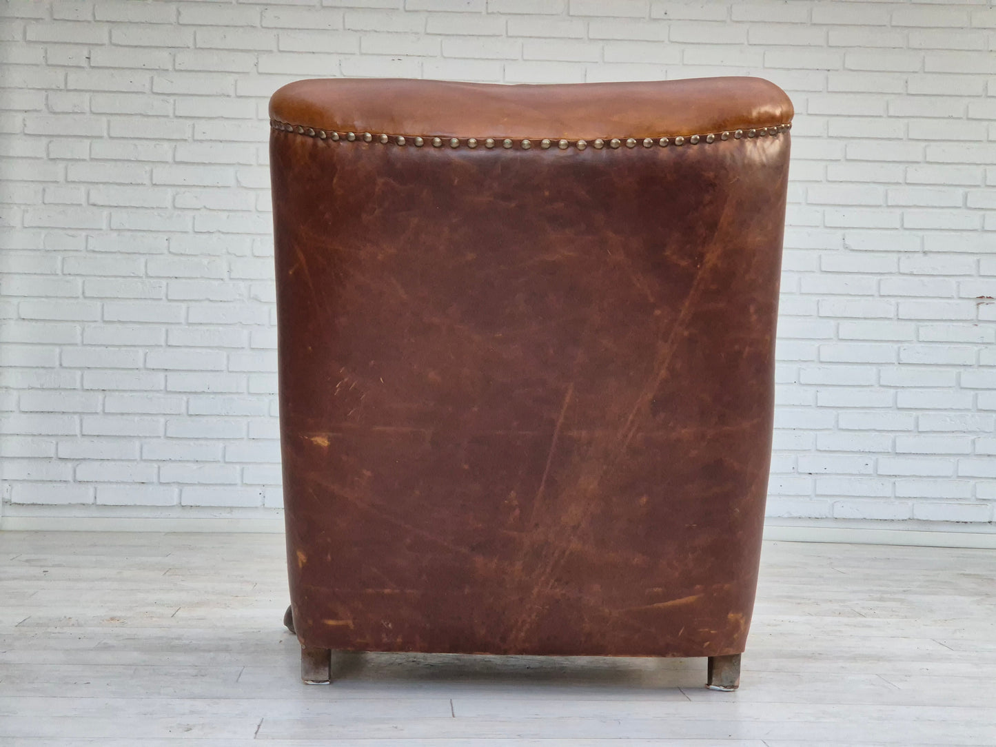 1950-60s, Danish relax chair, original condition, leather, oak wood.