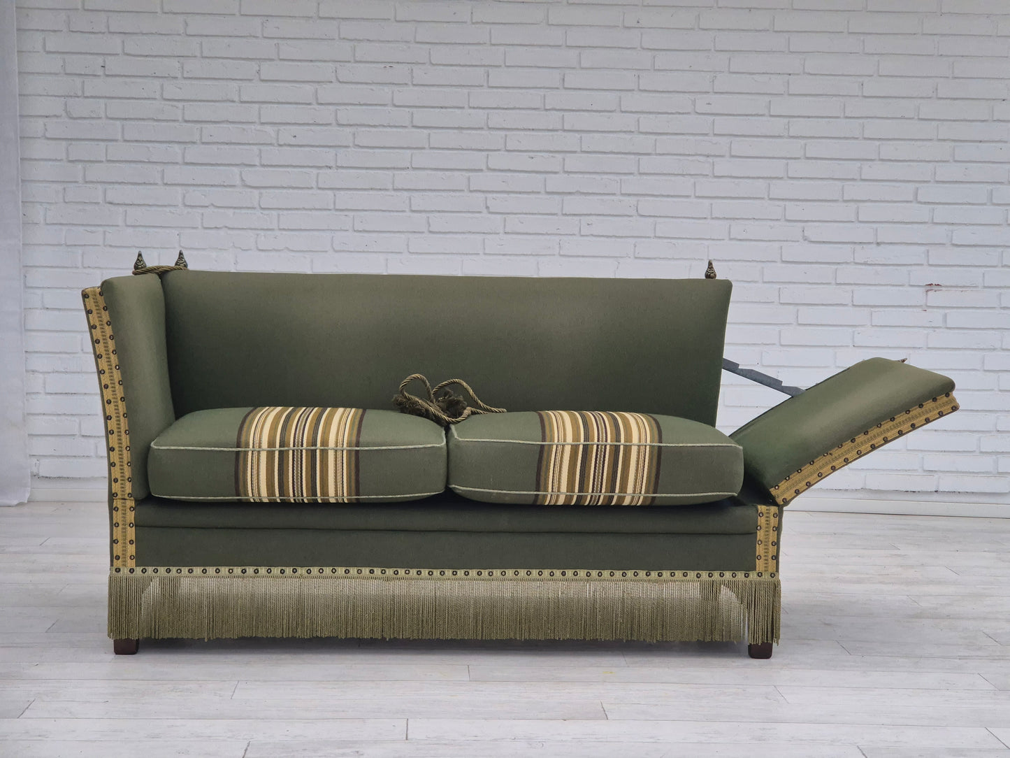 1970s, Danish velour 2 seater drop arm sofa, wool, original condition.