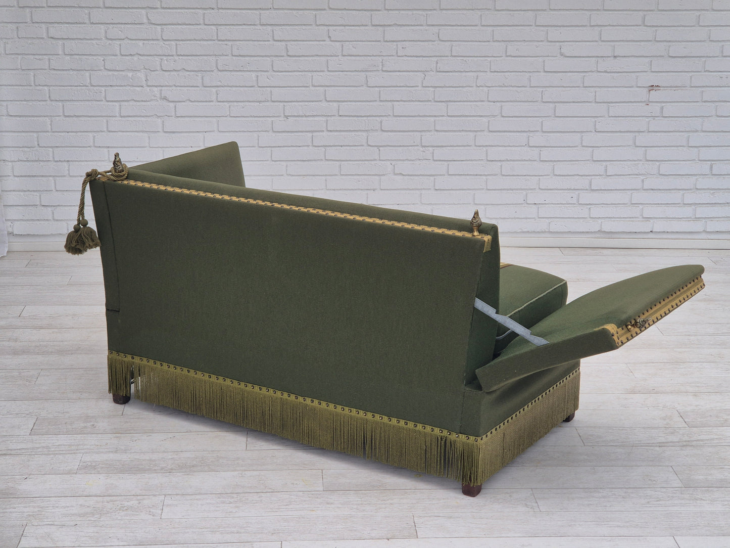 1970s, Danish velour 2 seater drop arm sofa, wool, original condition.