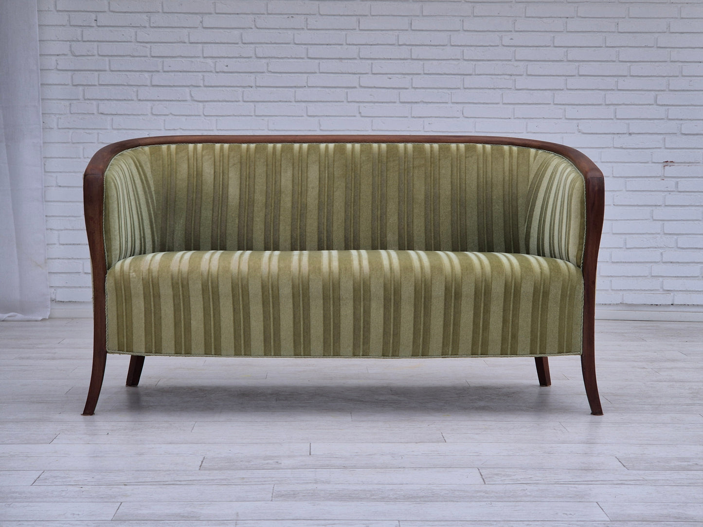 1960s, Scandinavian 2 seater sofa, original condition, velour, teak wood.