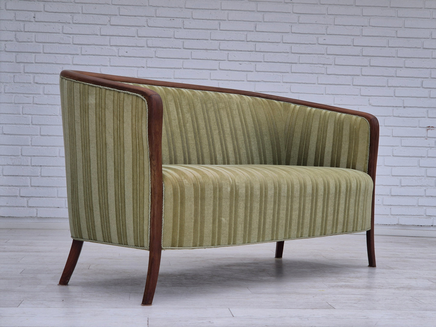 1960s, Scandinavian 2 seater sofa, original condition, velour, teak wood.