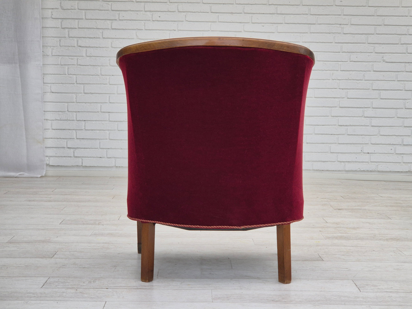 1950s, Danish armchair, original condition, furniture velour, beech wood.