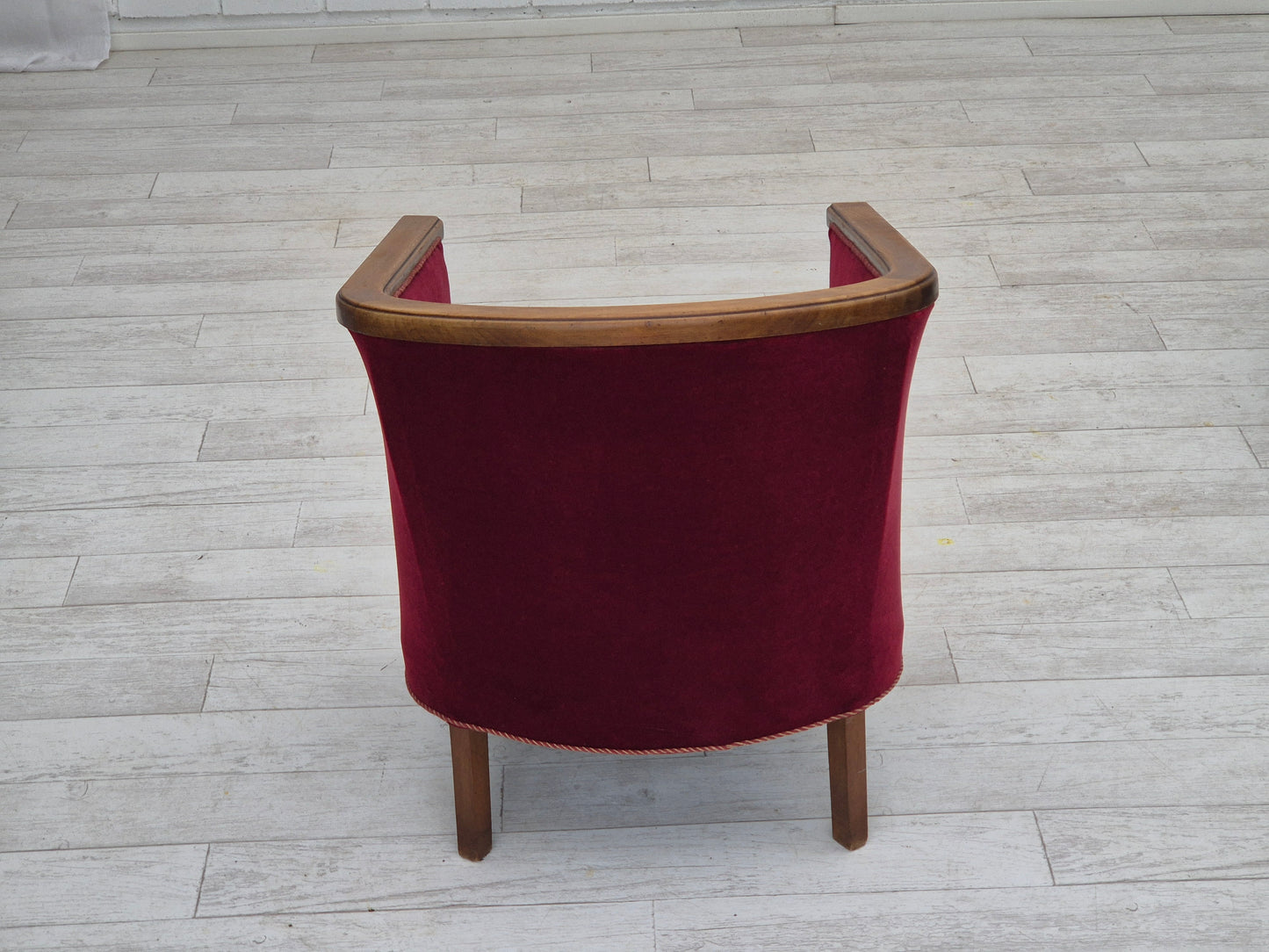 1950s, Danish armchair, original condition, furniture velour, beech wood.