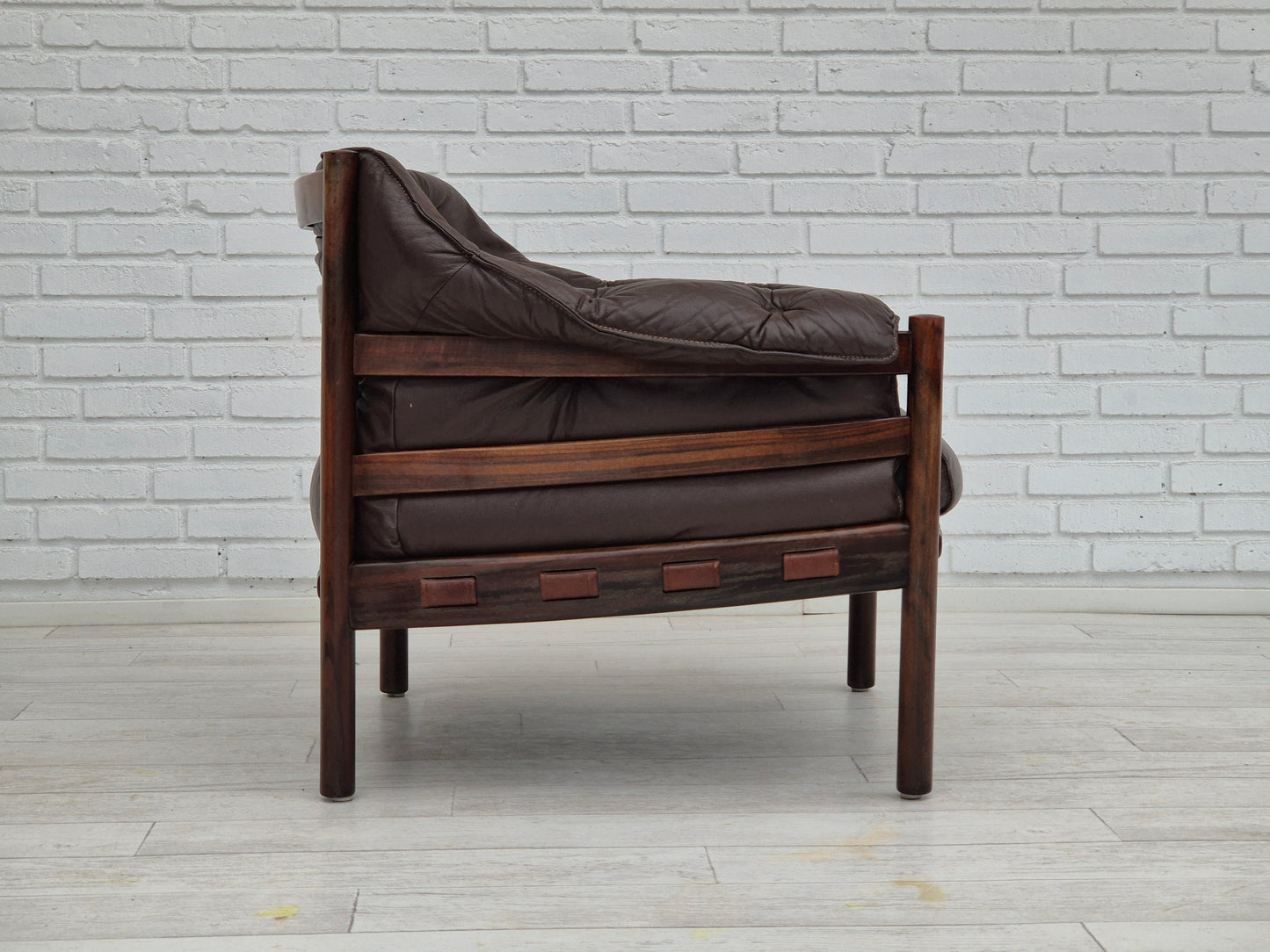 1970s, Scandinavian design by Arne Norell, lounge chair, original condition, leather, beech wood.